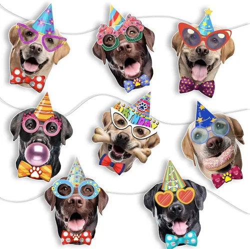 Miniatura 19 de Guirnalda de cumpleaños para perro Boston Terrier, pancarta de cumpleaños con caras fotográficas de Boston Terrier, decoración divertida de fiesta