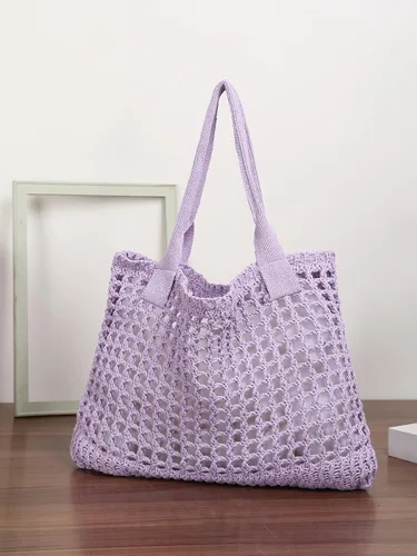 Miniatura 3 de ENBEI Bolsos grandes de playa para mujer, bolsos de hombro, bolso de punto, bolso de mano estético para playa de ganchillo, lindo bolso de mano