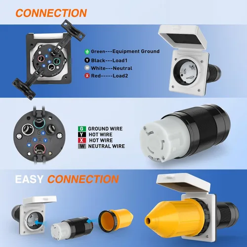 Miniatura 7 de Nilight Kit de entrada y salida de alimentación de 50 amperios para RV con protector de cable de arranque, ETL listado, 125/250V, NEMA SS2-50P Combo