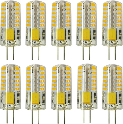 RAYHOO - 10 bombillas LED G4 JC de base bi-pin de 3 W AC/DC 12 V 20 W-30 W T3 bombillas halógenas de repuesto para paisaje (blanco cálido 3000 K)