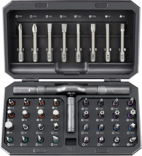 Juego de destornilladores magnéticos 42 en 1, juego de destornilladores de trinquete con funda, kit de herramientas de reparación con mango en T de