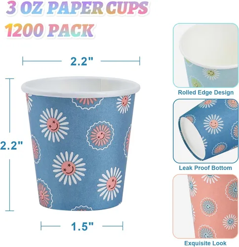 Miniatura 5 de SIUQ Paquete de 1200 vasos de papel de 3 oz, vasos de baño desechables, mini vasos para enjuague bucal, vaso pequeño de 3 onzas para baño, fiesta