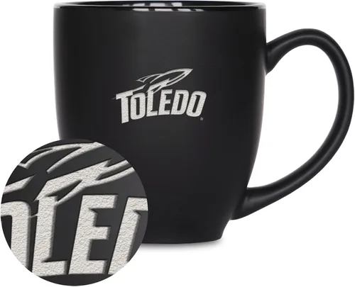 Miniatura 195 de Rico Industries - Taza de cerámica mate negra con grabado láser estándar de 15oz para NCAA (escuelas T & U) - Para bebidas calientes o frías