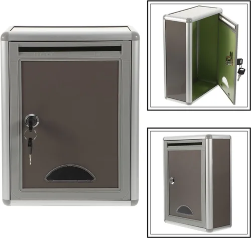 Miniatura 6 de Buzón de correo con cerradura de llave, montaje en pared, buzón de metal, caja de seguridad para sobres de dinero, tarjetas, tamaño pequeño