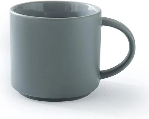 Miniatura 8 de ZaH Taza de café de cerámica de 14 onzas de color sólido, taza de té para oficina en casa – Lavavajillas con calefacción por microondas (negro)