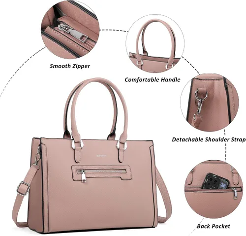 Miniatura 5 de TANTOMI Structured Satchel Purses for Women, Medium Vegan Leather Top Handle Handbag with Pockets, Classy Work Bag for Ladies