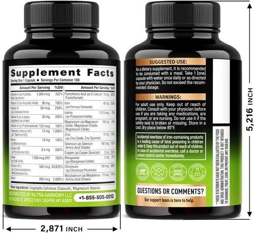 Miniatura 2 de Multivitamínico bariátrico - Suplementos de hierro de 45 mg - Fabricado en EE. UU. - para mujeres y hombres - Todo en uno, 21 vitaminas esenciales