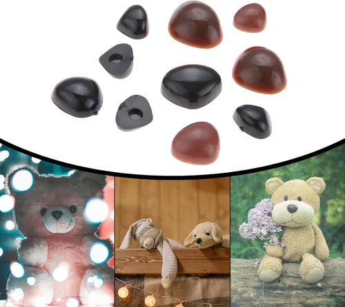 Miniatura 6 de Yetaha 150 piezas de nariz de juguete de plástico, 5 tamaños de nariz triangular para animales de peluche, osos, perros, títeres de bricolaje, Negro