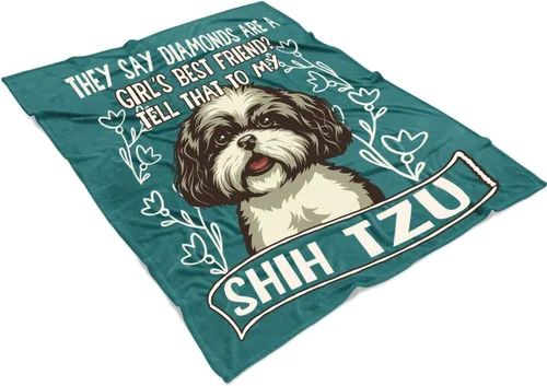 Miniatura 2 de Manta de forro polar suave con texto en inglés "I Love Dog", manta My Shih Tzu para cama y sofá (manta de forro polar grande (80 x 60 pulgadas)