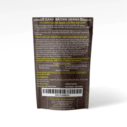 Miniatura 8 de Tintura de henna para cabello y barba, 100 % natural y libre de químicos, The Henna Guys, Paquete de 1, Café Oscuro Marrón oscuro