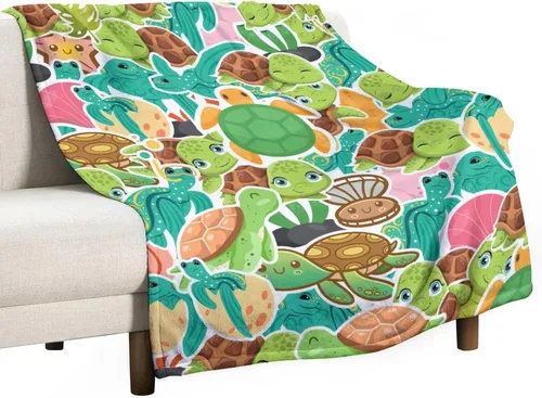 Miniatura 21 de Manta de tortuga marina, suave, mullida y cálida, manta pequeña de 30 x 40 pulgadas para sofá, oficina, bonita manta rosa para niños