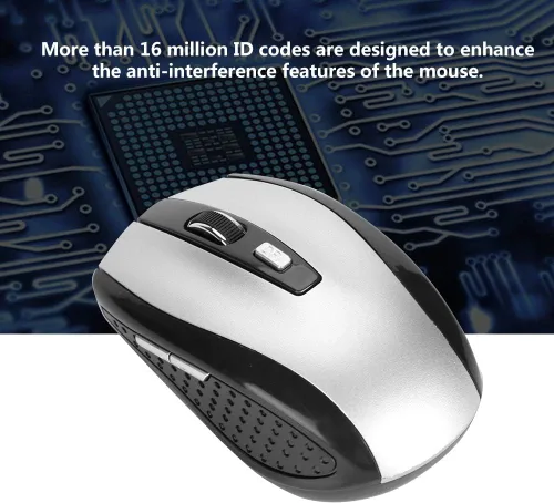 Miniatura 2 de YWBL-WH Ratón inalámbrico inalámbrico, 2.4GHz, 6 botones, 800-1600 DPI ajustable, plateado, con receptor USB, para PC y portátil