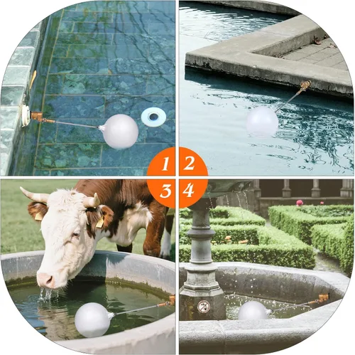 Miniatura 8 de Válvula de flotador Válvula de bola de latón de 1/2 pulgada Brazo ajustable para ganado Canal de agua Tanque de stock Llenado automático para agua