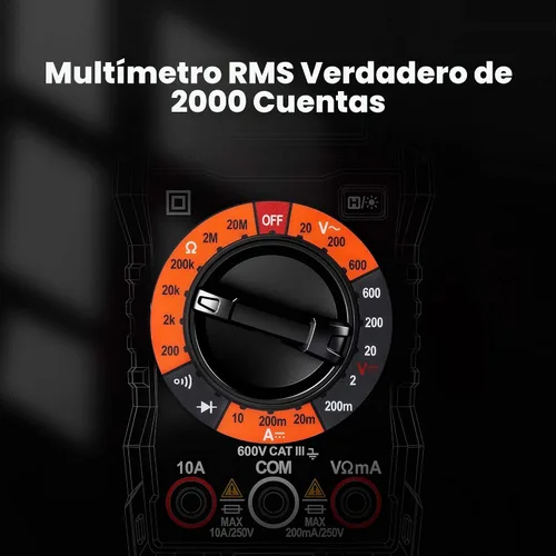 Miniatura 8 de KAIWEETS- Multímetro digital con funda, voltímetro CA/CC, prueba de Ohm/Volt/Amp, continuidad, diodos, para toma de corriente doméstica, prueba