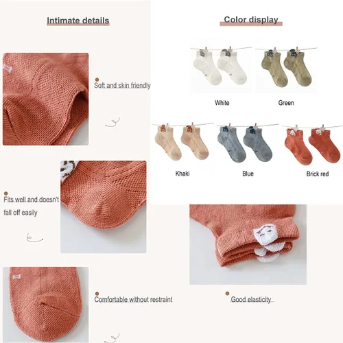 Miniatura 3 de Baby Socks 5-Pack Fit Flex Zones Cotton Stretch Socks Breathable Socks - Unisex Girls Boys