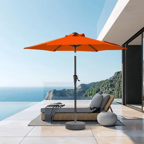 Miniatura 21 de HOMSHADE Sombrilla de patio al aire libre de 9 pies, sombrilla para mesa de mercado, piscina, terraza, protección UV UPF50+ con botón de Rojo