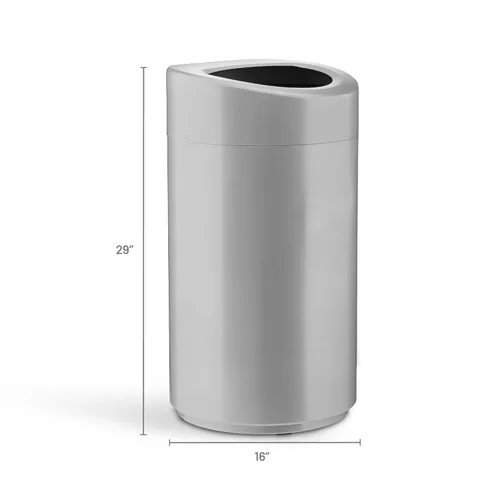 Miniatura 6 de Safco Bote de basura con tapa abierta, 14 galones de acero inoxidable moderno para uso en interiores, color plateado
