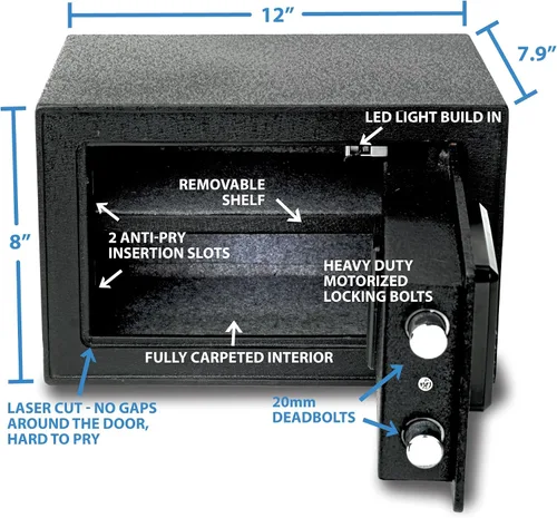 Miniatura 2 de Viking Security Safe VS-20BLX Caja de seguridad biométrica pequeña, caja de seguridad de huella digital