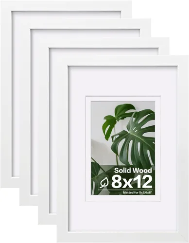 Miniatura 124 de Egofine - Juego de 4 portarretratos 8 x 10 pulgadas de madera maciza y cubierta de plexiglás de 4 x 6/5 x 7 pulgadas con paspartú u 8 x 10 pulgadas
