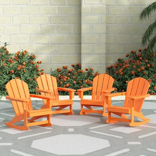 Miniatura 89 de WestinTrends Silla mecedora Malibu de poliéster para exterior/patio Adirondack, Negra