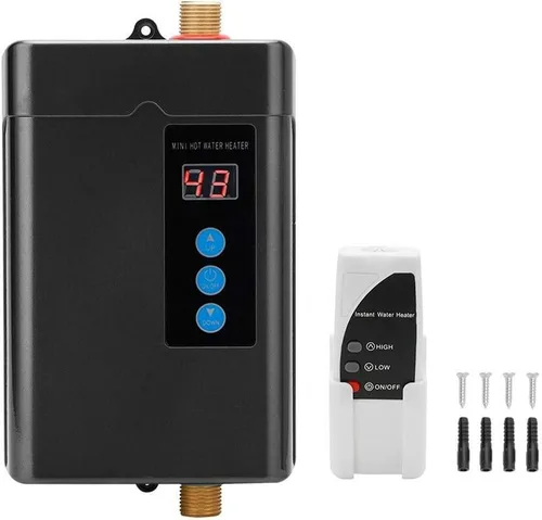 Calentador de agua caliente instantáneo eléctrico de 110 V 3 KW, calentador de agua a pedido sin tanque con Rem0te Contr0l, frecuencia variable de