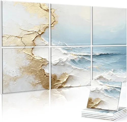 Miniatura 12 de JBER Paneles acústicos para pared - 6 piezas de 23.6 X 23.6 pulgadas con estampado de patrón de madera, paneles insonorizantes decorativos Lago