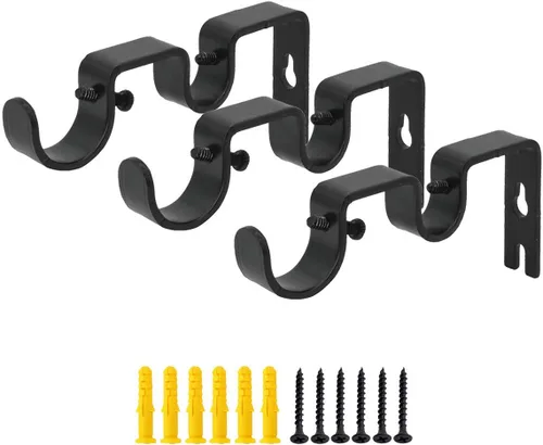 OVOV Soporte doble para cortinero, paquete de 3 soportes resistentes de 1 y 5/8 pulgadas para barra de cortina para dormitorio, sala de estar, color
