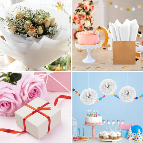 Miniatura 4 de Morcheiong 60 hojas de papel de seda blanco para envolver regalos, papel de seda a granel para manualidades, manualidades, floral, cumpleaños, boda