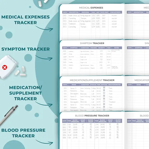 Miniatura 5 de Clever Fox - Planificador médico compacto A5 de 12 meses – Cuaderno médico, diario de salud, diario de bienestar para el seguimiento de la salud