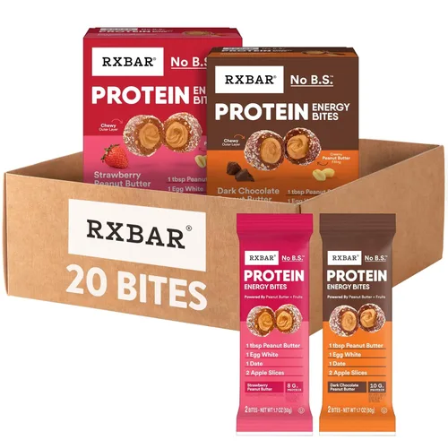 Miniatura 13 de RXBAR Protein Energy Bites, bolas de proteína sin gluten, mantequilla de maní y fresa, caja de 21.1 onzas (24 bocados)