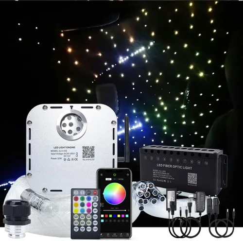 Miniatura 15 de AKEPO Kit de luces de fibra óptica con efecto de estrella de tiro de meteoritos RGBW de 32 W, control de aplicación Bluetooth, 1000 piezas de hebras