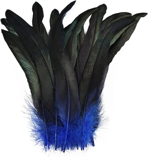 Miniatura 11 de Plumas de cola de gallo azul aguamarina, 100 plumas de cola de gallo de 8 a 10 pulgadas de largo, a granel para capa de chal de plumas, costura