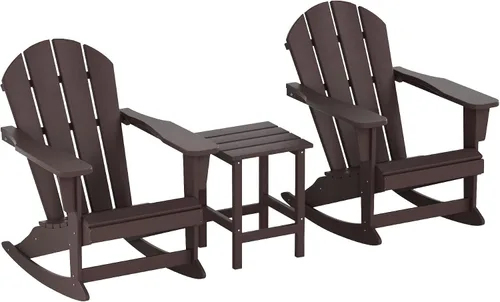 Miniatura 27 de WestinTrends Malibu - Juego de 3 sillas mecedoras Adirondack de polietileno para exteriores y patio con mesa auxiliar (2 plazas), color azul marino