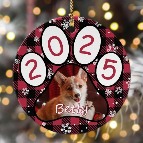 Miniatura 10 de Adornos de Navidad personalizados con foto 2025, nombre personalizado para perro y gato, adornos para árbol de Navidad, cachorros, perros, gatos