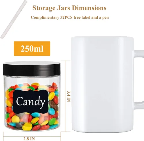 Miniatura 2 de Hajoyful Tarros de plástico con tapas, recipientes vacíos de slime para cosméticos, tarros de comida transparentes para alimentos, tarro redondo
