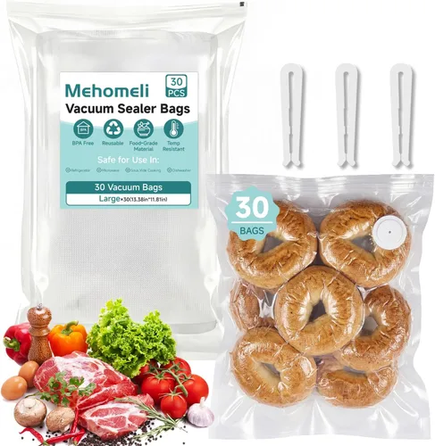 Miniatura 12 de Mehomeli Sellador al vacío compacto para alimentos (máquina selladora al vacío + 20 bolsas de vacío reutilizables), potente máquina selladora al
