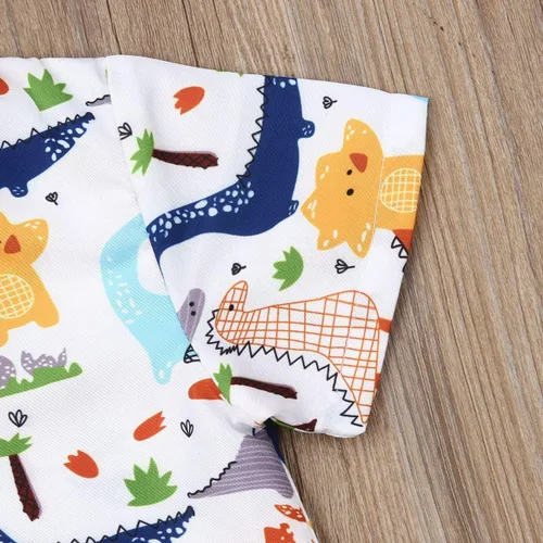 Miniatura 30 de Conjunto de camisa de manga corta con botones y pantalones cortos casuales con diseño de flamingo, para bebés y niños de 1 a 6 años, atuendos
