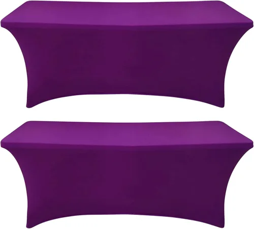 Miniatura 17 de SEPARO Paquete de 2 Cubiertas de Mesa de Spandex de 6 Pies Color Borgoña Mantel Rectangular Ajustado Tela Elástica Mantel de 6 pies Sin Arrugas