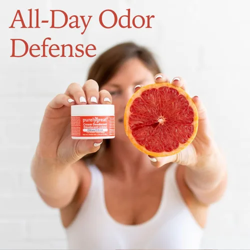 Miniatura 5 de Purelygreat Desodorante en crema perfumada de cítricos para mujeres y hombres, desodorante sin aluminio, para mujeres y hombres, vegano y control
