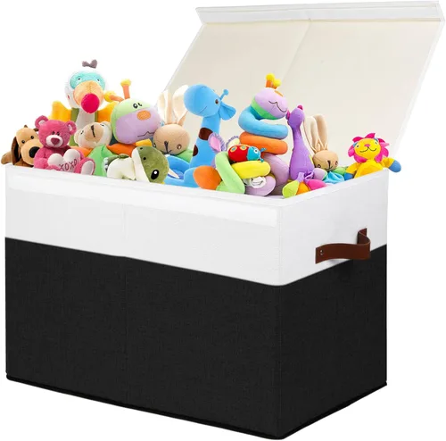 Miniatura 15 de Gowee Caja de almacenamiento de juguetes extragrande con tapa, cesta organizadora de juguetes resistente con divisores para niños, niñas, guardería