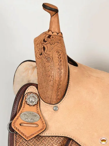 Miniatura 6 de HILASON Flex Tree Western Horse Saddle in American Leather Barrel Trail for Horses
