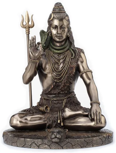 Veronese Design Lord Shiva en meditación Pose Hindú Dios fundido en frío Resina Acabado Bronce Antiguo Estatua Escultura