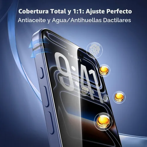 Miniatura 5 de UNBREAKcable Protector de pantalla de privacidad para iPhone 17 Pro, cobertura completa, vidrio templado inastillable, antiespía de 28°, dureza 9H