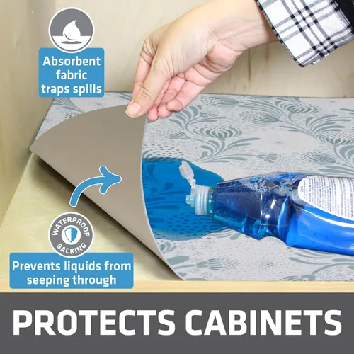 Miniatura 2 de Drymate Tapete XL de alta calidad para debajo del fregadero, tapetes impermeables de protección para gabinetes de cocina y baño, forros absorbentes