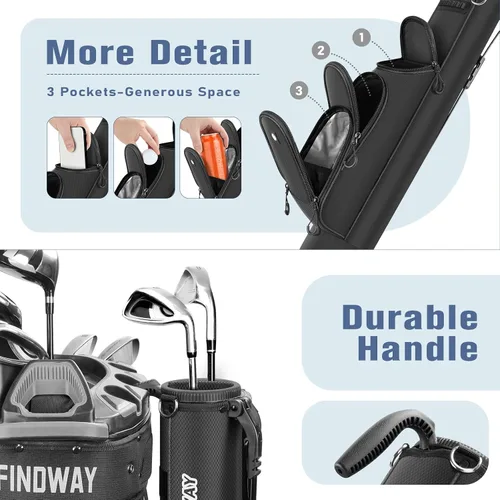 Miniatura 8 de Findway Bolsa de Soporte de Golf, [Espacio Generoso Mejorado] Bolsa de Golf Pequeña para Campo de Práctica, Par 3 y Campos Ejecutivos, Bolsa Ligera