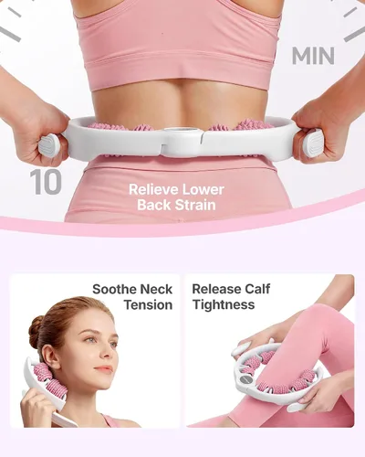 Miniatura 3 de Merach Herramienta de masaje para celulitis con rodillo de empuje, masajeador de drenaje linfático, masajeador de piernas con asas desmontables, Rosa