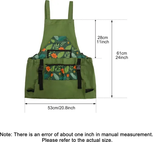 Miniatura 4 de Gardening Apron with Quick Release Pockets for Women and Men, Water Resistant Picking Pouch Verde