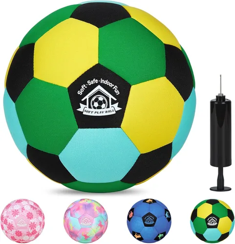 Miniatura 10 de Balón de Fútbol de Interior Tamaño 3 para Niños Pequeños, Pelotas de Fútbol Silenciosas Regalos para Niños y Niñas de 1-5 Años, Pelotas de Espuma