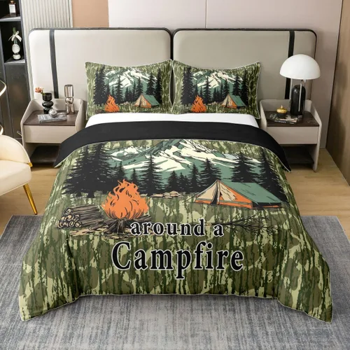 Miniatura 15 de Erosebridal American Flag 100% Cotton Bedding Set Twin Army Green Camo Duvet Cover Bear Claw Hunting Theme Comforter Cover Camoflage Camping