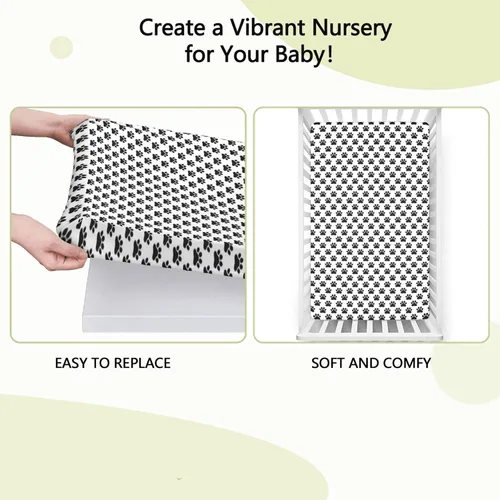 Miniatura 6 de Dog Paws - Sábanas bajeras ajustables para cuna pequeñas, portátiles suaves y elásticas, sábana bajera para cuna o sábana para cama de niño pequeño